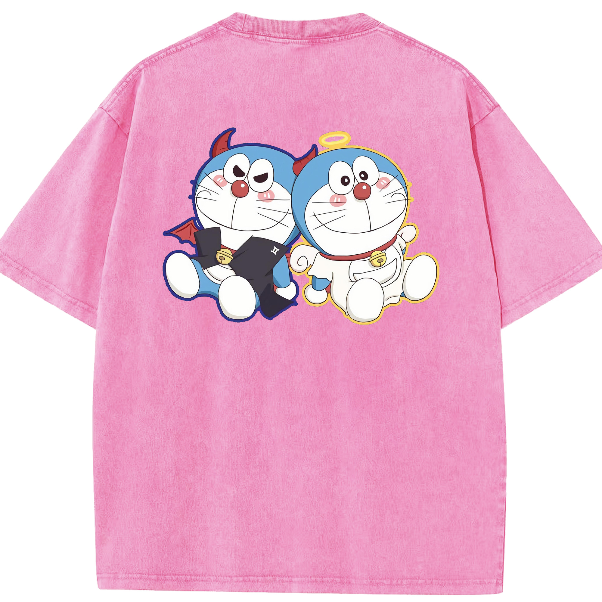 （画像用） ドラえもん Doraemon 綿100% ヴィンテージ風 半袖Tシャツ（背面プリント）